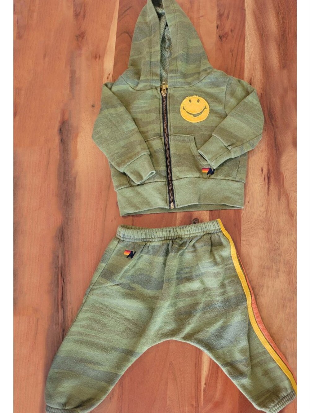 Aviator Nation Kids Smiley Faces Camouflage Print Hoodie & Sweat Pants Set 6-12M